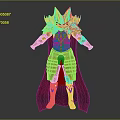 Fantasy Warrior Armor With Red And Gold Decorative Elements And Long Cloak