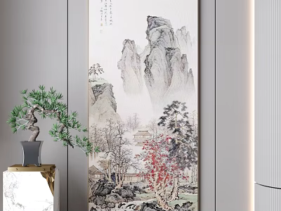New Chinese Landscape Painting Decorative Painting Flowers and Grass Landscape Decorative Painting Zen Hanging Painting Hallway Decorative Painting Background Wall Decorative Painting Hanging Painting 3d model