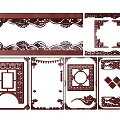New Chinese Style Flower Lattice Window Carved Hollow Carved Window Corner Carved Gypsum Line Carved Window Pattern Carved 3d model