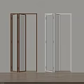 Modern Folding Doors Interior Wooden And White Frame Glass Panels Design