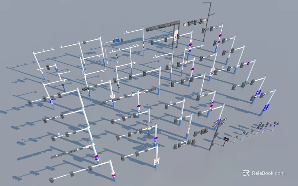 3D Model Of Industrial Metal Framework With Steel Beams And Layout 3d model 