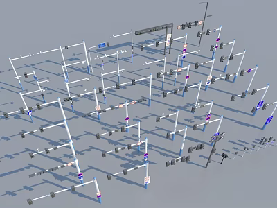 3D Model Of Industrial Metal Framework With Steel Beams And Layout 3d model
