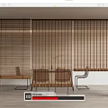 Wooden Slat Curtain in Contemporary Living Space with Dining Table and Chairs