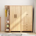 Nordic Wardrobe Solid Oak Wardrobe 3d model