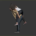 Happy Man Giving Piggyback Ride To Smiling Woman On Gray Background