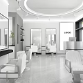Modern White Beauty Salon Interior With Mirrors Chairs And Workstations