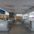 Modern Digital Store With Vivo Counters Smartphones Tablets TVs And Display Shelves