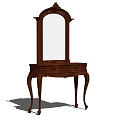 Classic Wooden Dressing Table with Mirror and Drawers in Elegant Leg Design