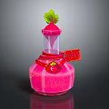 Magic Weapon Pink Bottle With Green Leaf Decoration And Red Tag 3d model
