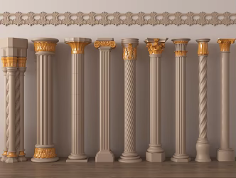 European Roman Column Head 3d model