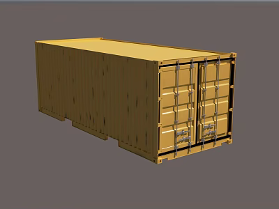 Golden Single Container Building With Standard Metal Structure And Functional Doors 3d model