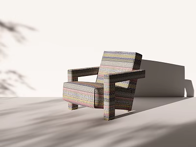 Modern Single Sofa With Colorful Striped Upholstery And Soft Shadow Effects In Minimalist Design 3d model
