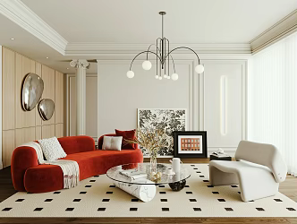 French living room cream 3d model