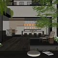 Modern Garden Landscape Design With Wooden Deck Greenery Water Feature And Glass Walls