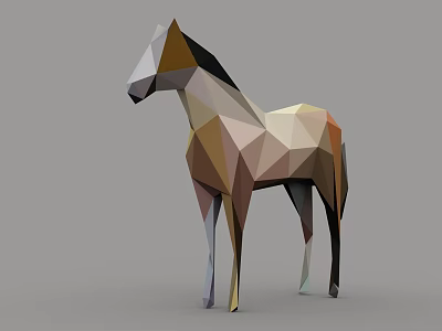 Low Poly Reptile Sculpture With Geometric Patterns And Earthy Color Tones 3d model