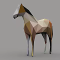 Low Poly Reptile Sculpture With Geometric Patterns And Earthy Color Tones