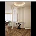 French Cream Antique Glass Brick Arc Grille Entrance Partition Entrance 3d model