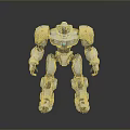 White Mechanical Robot Game Movie Character With Blue Glowing Core And 3D Model Design