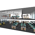Modern Public Office Space Open Layout With Desks Computers Ergonomic Chairs And Bookshelves