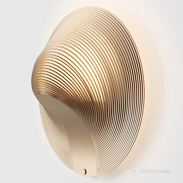 Modern Gold Striped Wall Lamp With Unique Curved Design For Interior Decor 3d model 