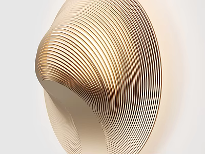 Modern Gold Striped Wall Lamp With Unique Curved Design For Interior Decor 3d model