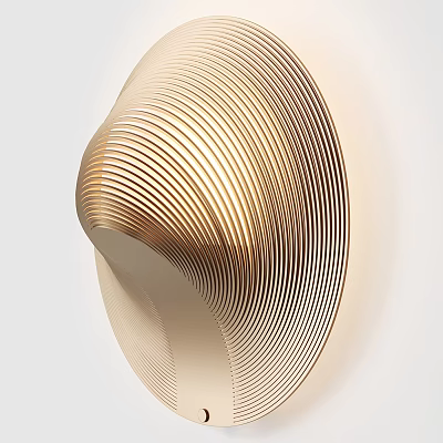Modern Gold Striped Wall Lamp With Unique Curved Design For Interior Decor 3d model