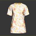 Floral Printed White T-shirt With Yellow Orange Sunflower Leaf Patterns