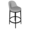 Set Of Two Modern Bar Stools With White Upholstered Seats And Black Metal Legs