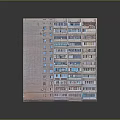 Tall Multi story Residential Apartment Building With Uniform Window Layout And Brick Red Facade