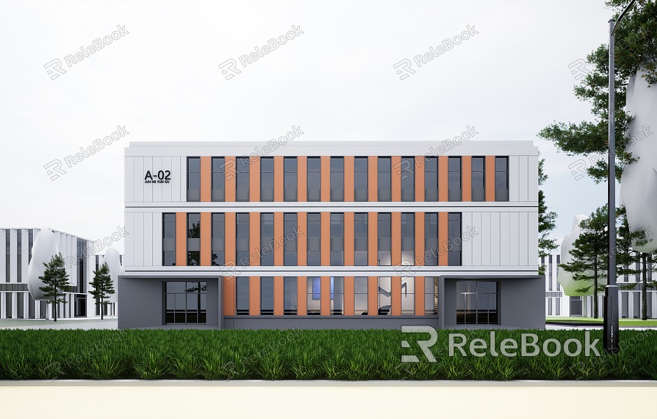 Modern Industrial Factory Building Multi-storey Factory Building Modern Factory Building Square Factory Building Multi-storey Office model