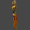 Golden Mechanical Sci Fi Weapon With Glowing Blades And Robotic Structure