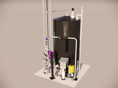 Hot water tank with fittings 3d model