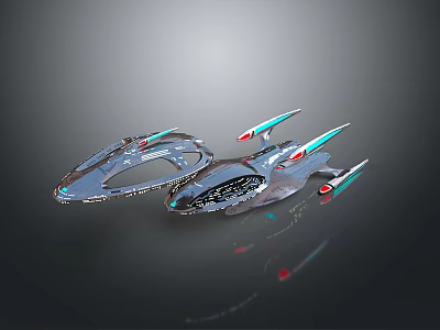 Futuristic Sci Fi Spaceship With Streamlined Design Metallic Surface And Glowing Thrusters 3d model
