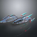 Futuristic Sci Fi Spaceship With Streamlined Design Metallic Surface And Glowing Thrusters