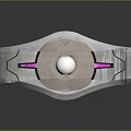 Contemporary Daily Use Wristband Boasting White Metallic Design Purple Accents And Circular Center