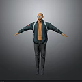 Man With Open Green Jacket Glasses Gray Pants Blue Shoes And Arms Outstretched