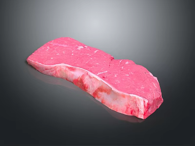 Fresh Raw Cow Meat With Pink Color And White Fat On Black Background 3d model