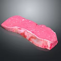 Fresh Raw Cow Meat With Pink Color And White Fat On Black Background