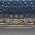 Modern Conference Room With Comfortable Leather Seats And Geometric Ceiling Design