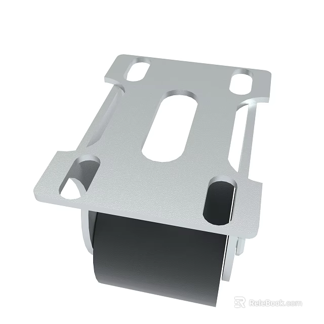 Silver Metal Bracket With Hole Design And Black Component For Industrial Use 3d model 