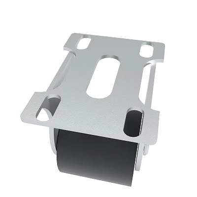 Silver Metal Bracket With Hole Design And Black Component For Industrial Use 3d model