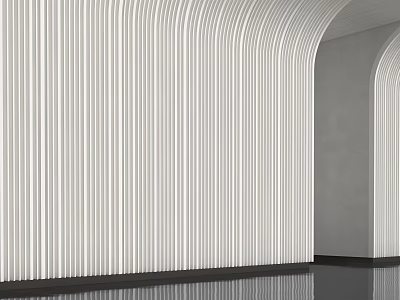 Modern Interior Design With Vertical Striped Walls And Polished Reflective Flooring 3d model