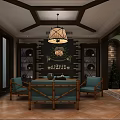 Classic Wine Cellar Interior With Wooden Racks Brick Walls And Hanging Chandelier