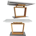 Modern Table With White Surface Wooden Frame And Metal Base Design 3d model