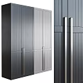 Modern Storage Cabinet Design With Vertical Striped Panels And Sleek Metal Handles