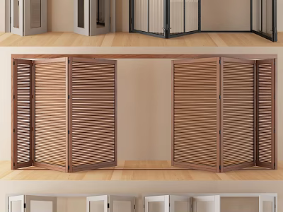 Modern Wooden Folding Doors With Louvered Design For Interior Room Divider 3d model