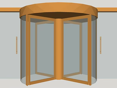 Modern Revolving Door With Metal Frame And Glass Panels For Commercial Entrance 3d model