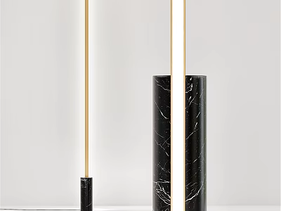 Sleek Modern Floor Lamps With Black Marble Base And Golden Pole Design 3d model