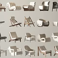 Modern Diverse Accent Chairs With Assorted Styles Curved Backs Upholstered Seats And Wooden Legs