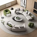 Minotti Sofa Coffee Table Combination Curved Sofa Round Coffee Table Multi-person Sofa Leisure Chair 3d model